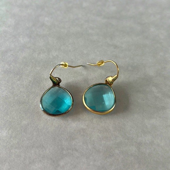 Jewelry - Gold plated and blue stone fashion earrings